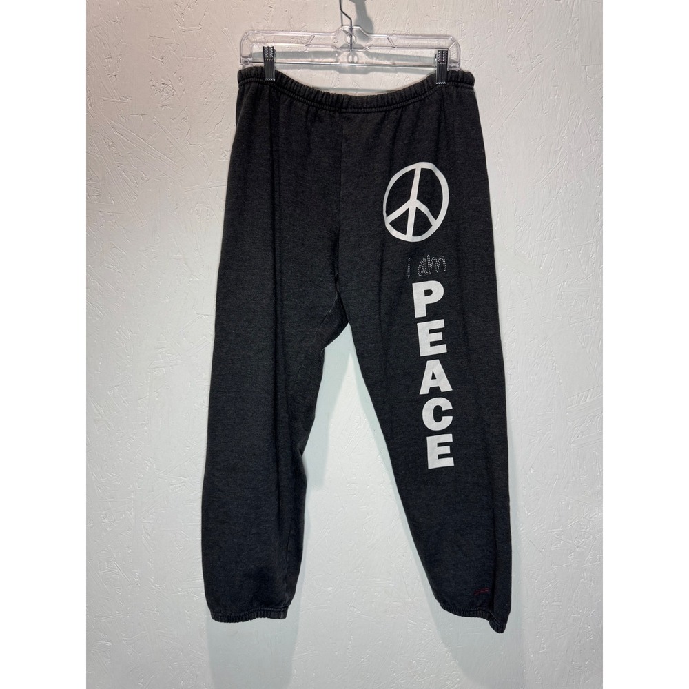Peace Love World I Am Peace Graphic Sweatpants Gray Joggers Medium